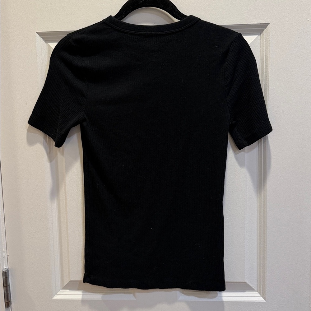 A New Day Black Ribbed T-Shirt size XS NWOT - Picture 3 of 3